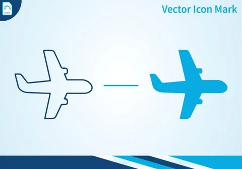 Airplane icon outline and solid blue color. Stock-Illustration