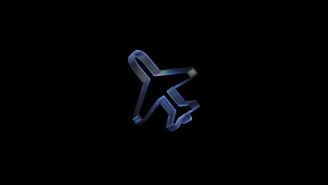 Airplane icon rotating on black background Stock Footage 318160946