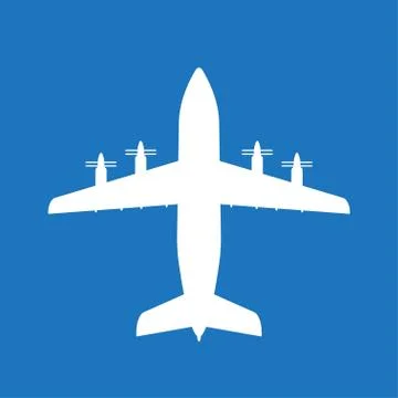 Airplane icon with screw. Vector plane or aircraft silhouette  Stock Illustration