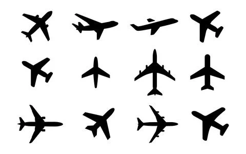 Airplane icon set vector on white background Stock Illustration