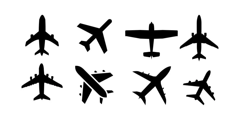 Airplane icon set vector on white background イラスト素材