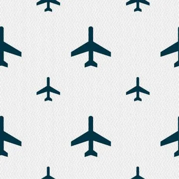 Airplane icon sign. Seamless pattern with geometric texture. Vector イラスト素材