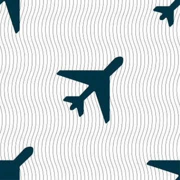 Airplane icon sign. Seamless pattern with geometric texture. Vector Stockillustratie