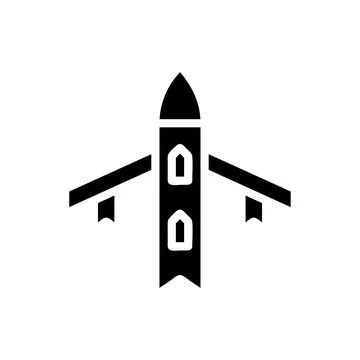 Airplane icon solid black colour military symbol perfect. Stock Illustration
