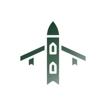 Airplane icon solid gradient green white colour military symbol perfect. 스톡 일러스트