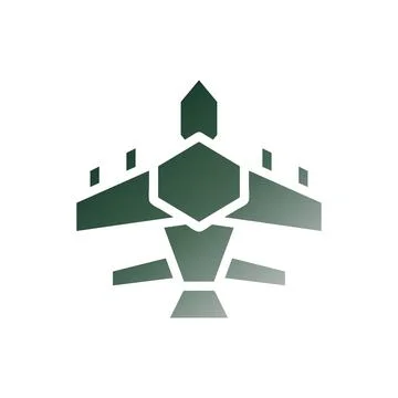 Airplane icon solid gradient green white colour military symbol perfect. Stock Illustration