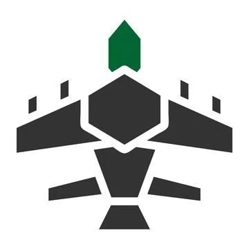 Airplane icon solid grey green colour military symbol perfect. Illustrazione stock