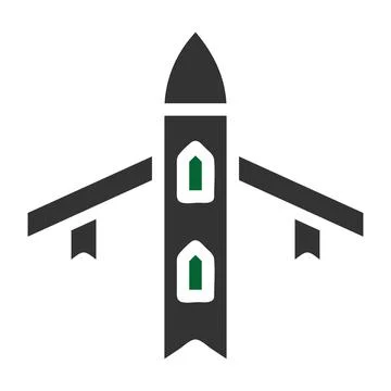 Airplane icon solid grey green colour military symbol perfect. Illustrazione stock