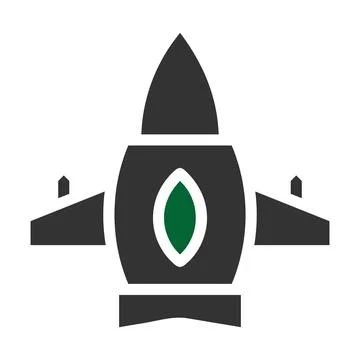 Airplane icon solid grey green colour military symbol perfect. Illustrazione stock