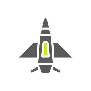 Airplane icon solid grey vibrant green colour military symbol perfect. Stock Illustration