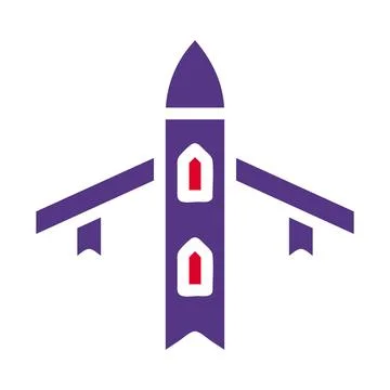 Airplane icon solid red purple style military illustration vector army elem.. Stock Illustration
