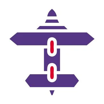 Airplane icon solid red purple style military illustration vector army elem.. Stock Illustration