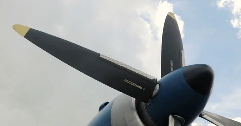 Airplane Ignition and Propeller. Jet Engine. Detail of jet engine. Stock Footage 77634022