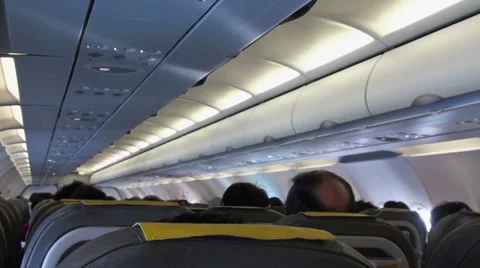 Airplane interior, back view Stock Footage 35732459