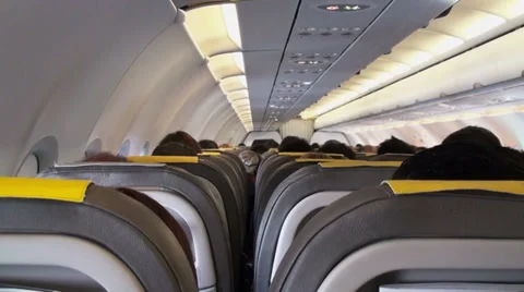 Airplane interior, back view Stock Footage 35733263