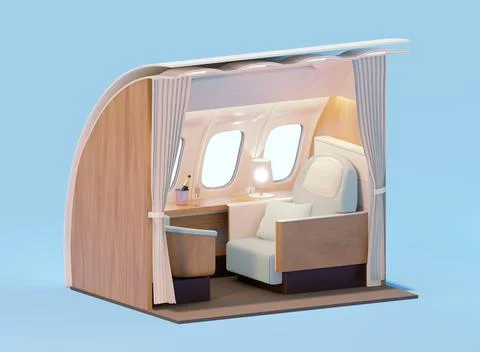 Airplane interior cross-section. First class cabin Stock Illustration