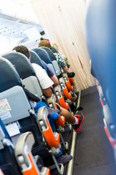 Airplane interior. Stock Photos