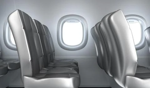 Airplane interior, seats, window Stock-Illustration