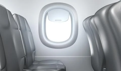 Airplane interior, seats, window Illustrazione stock