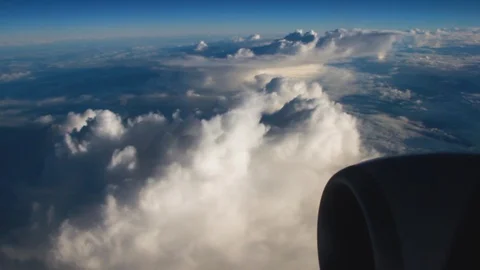 Airplane Interior View of Clouds Through Jet Window Stock Footage 101641720