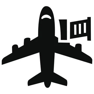Airplane Jet Bridge Boarding Vector Icon Stock Illustration