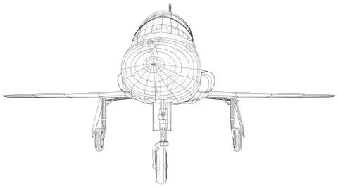 Airplane jet close-up. Wire-frame. EPS10 format. Vector created of 3d Illustrazione stock