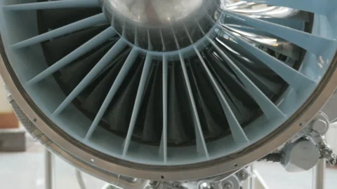 Airplane jet engine in hangar. Stock Footage 85644363
