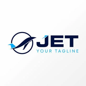Airplane jet fast flight inside circle line. Related to transportation travel Stock Illustration