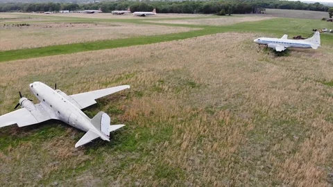 Airplane Jet in Field 2 Stock Footage 89719375