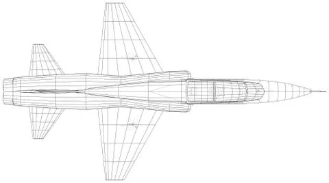 Airplane jet sketch. Vector of 3d. Wire-frame style Illustrazione stock