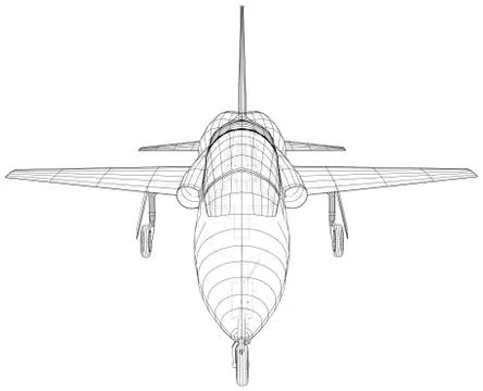 Airplane jet on white background. Vector rendering of 3d. Wire-frame style Illustrazione stock