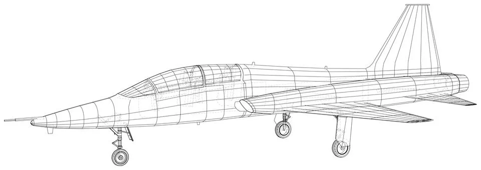 Airplane jet on white background. Vector rendering of 3d. Wire-frame style Illustrazione stock