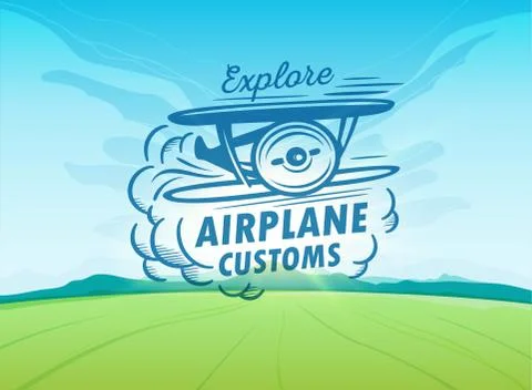 Airplane labels on nature vector background. Vector illustration design graphic Stock Illustration