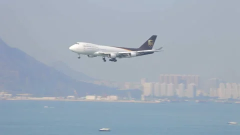 Airplane landing approach close Stock Footage 248035494
