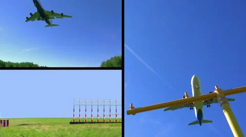 Airplane Landing Collage - HD Stock Footage 43064643