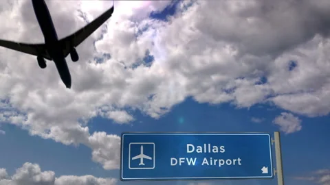 Airplane landing at Dallas DFW airport Stock Footage