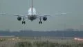 Airplane landing at dusk HD Footage
