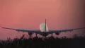 Airplane landing at dusk HD Footage
