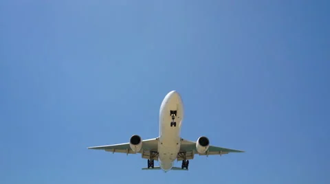 Airplane landing flying overhead Stock Footage 63082028