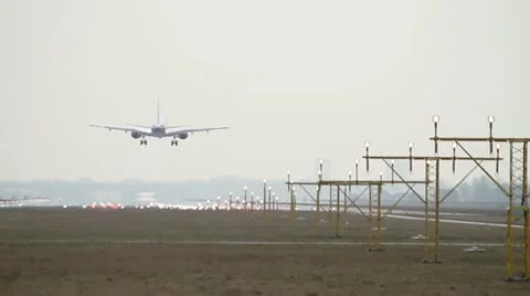 Airplane landing Stock Footage 12255227