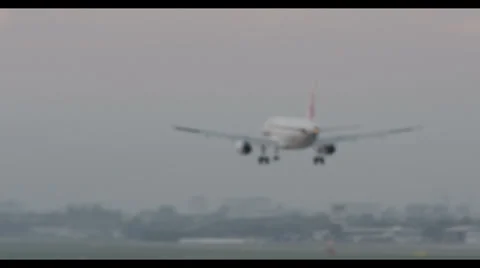 Airplane Landing Stock Footage 37084394