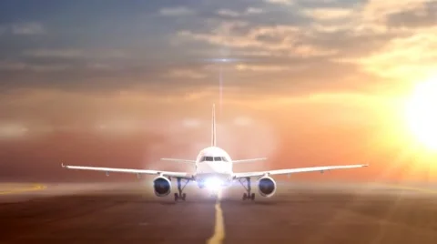 Airplane landing Stockbeeldmateriaal 40664867