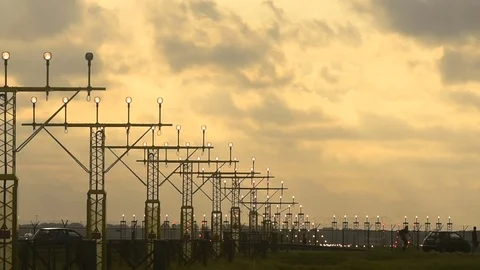 Airplane landing Stock Footage 84790372