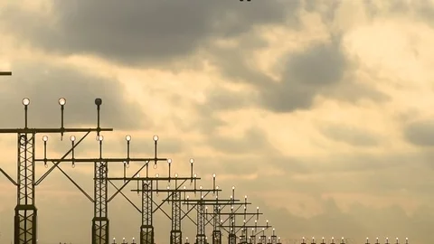 Airplane landing Stock Footage 84790376