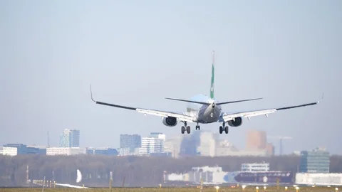 Airplane landing Stock Footage 88436424