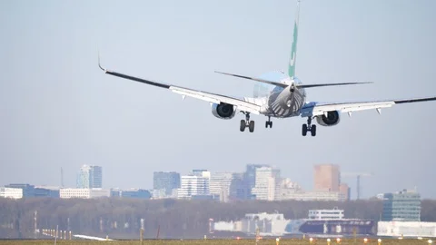 Airplane landing Stock Footage 88436924