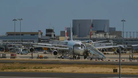 Airplane landing Stock Footage 232623504