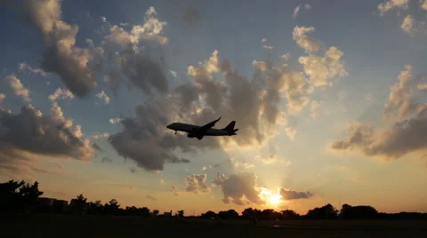 Airplane landing in front of the sunset, DCA Reagan AirportWashington DC Stock Footage 65218734