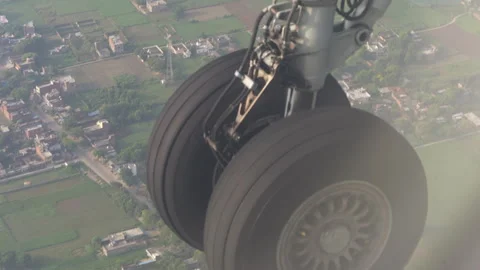 Airplane Landing Gear Deployed During Descent for Final Approach 스톡 동영상 329640827