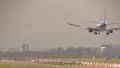 Airplane landing, runway overview HD Footage